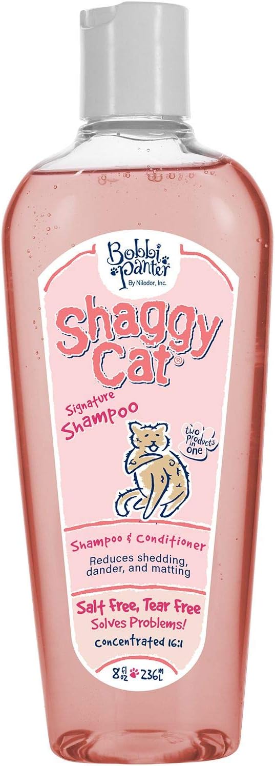 Bobbi Panter Pet Products Shaggy Cat Signature Shampoo & Conditioner, 8-oz Bottle, Multicolor : Pet Shampoos Plus Conditioners : Pet Supplies
