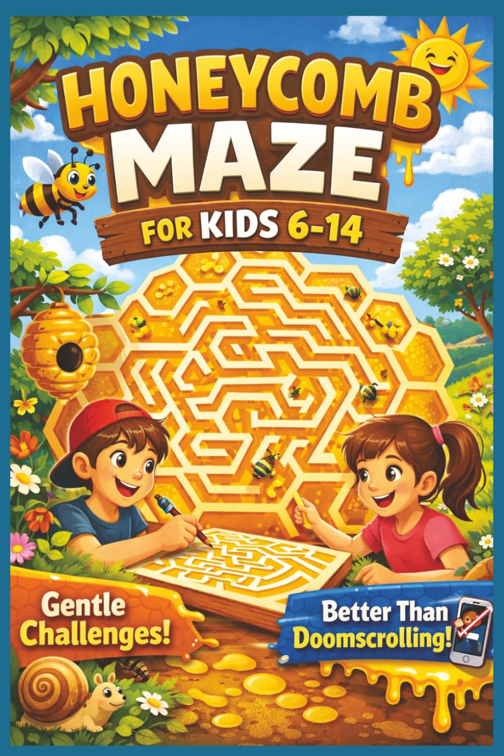 Honeycomb Maze for Kids 6-14: Gentle Challenges Better than Doomscrolling|Beat Boredom Without a Screen|Brain-Boosting Fun|6-14 years|50+ Puzzles|Solutions included