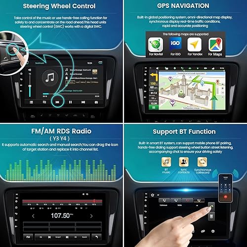 Miniatura 4 de Multimedia estéreo de coche doble DIN con Bluetooth y pantalla táctil de 9 pulgadas Android 11 para Nissan marzo 2010-2013, con GPSCar-Play