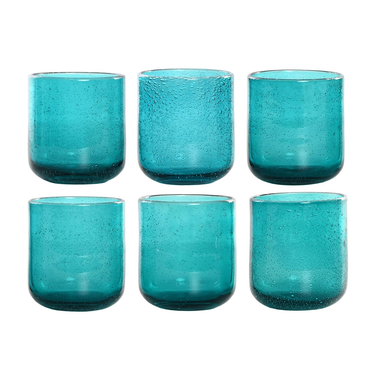 Verre en cristal 320ml lot de 6 gobelets de table design bulles 8,3x8,3x9,3 cm