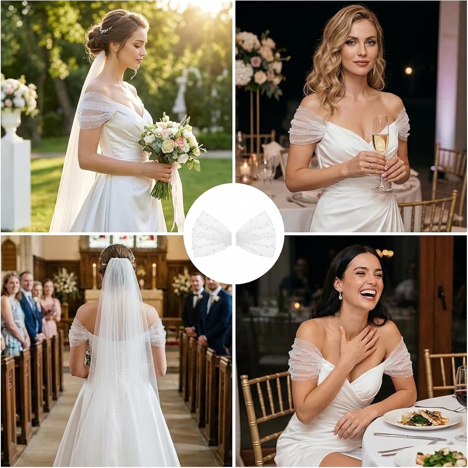 Detachable Sleeves for Wedding Dresses, Wedding Dress Accessories, White Lace Sleeves to Cover Arms for Women, Bridal Sleeves for Dress Transformations, Photo Shoots, Evening Gowns