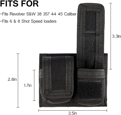 Miniatura 5 de Kosibate Speedloader - Bolsa de carga de velocidad de nailon para Revolver S&W 38 357 44 45 Calibre, 5 y 7 Shot Double Speedloader Case