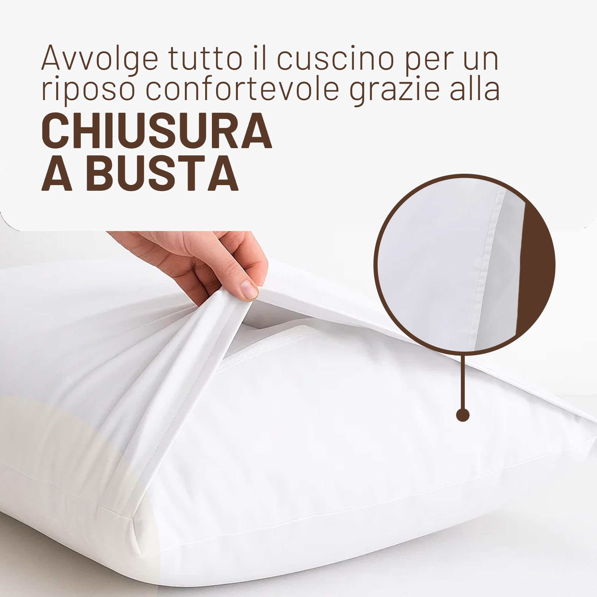 SONIT - Set 4 Federe Bianco Cuscino Letto 50x80 cm 100% Cotone con Chiusura a Busta, Morbidi e Traspiranti, Letto Matrimoniale, Fodere Guanciale Lavabili Biancheria Letto, Made in Italy