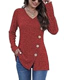Womens Sweaters Long Sleeve Shirts V Neck Sweatshirt Loose Casual Tunic Tops