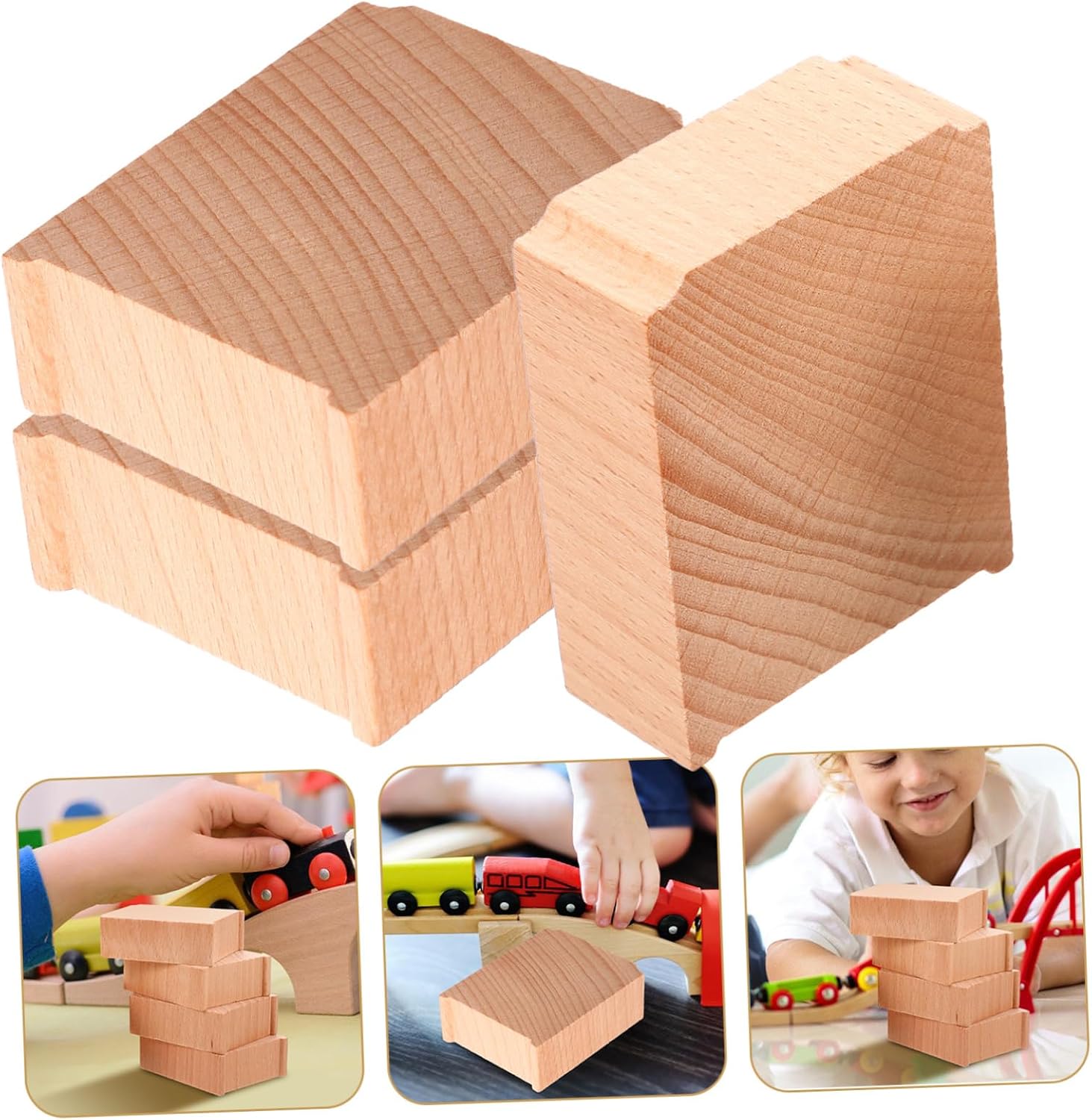 Toddmomy 6Pcs Wooden Train Track Bridge Supports Risers for Train Elevate Railway Accessories for Enhance Fine Motor Skills and Creativity