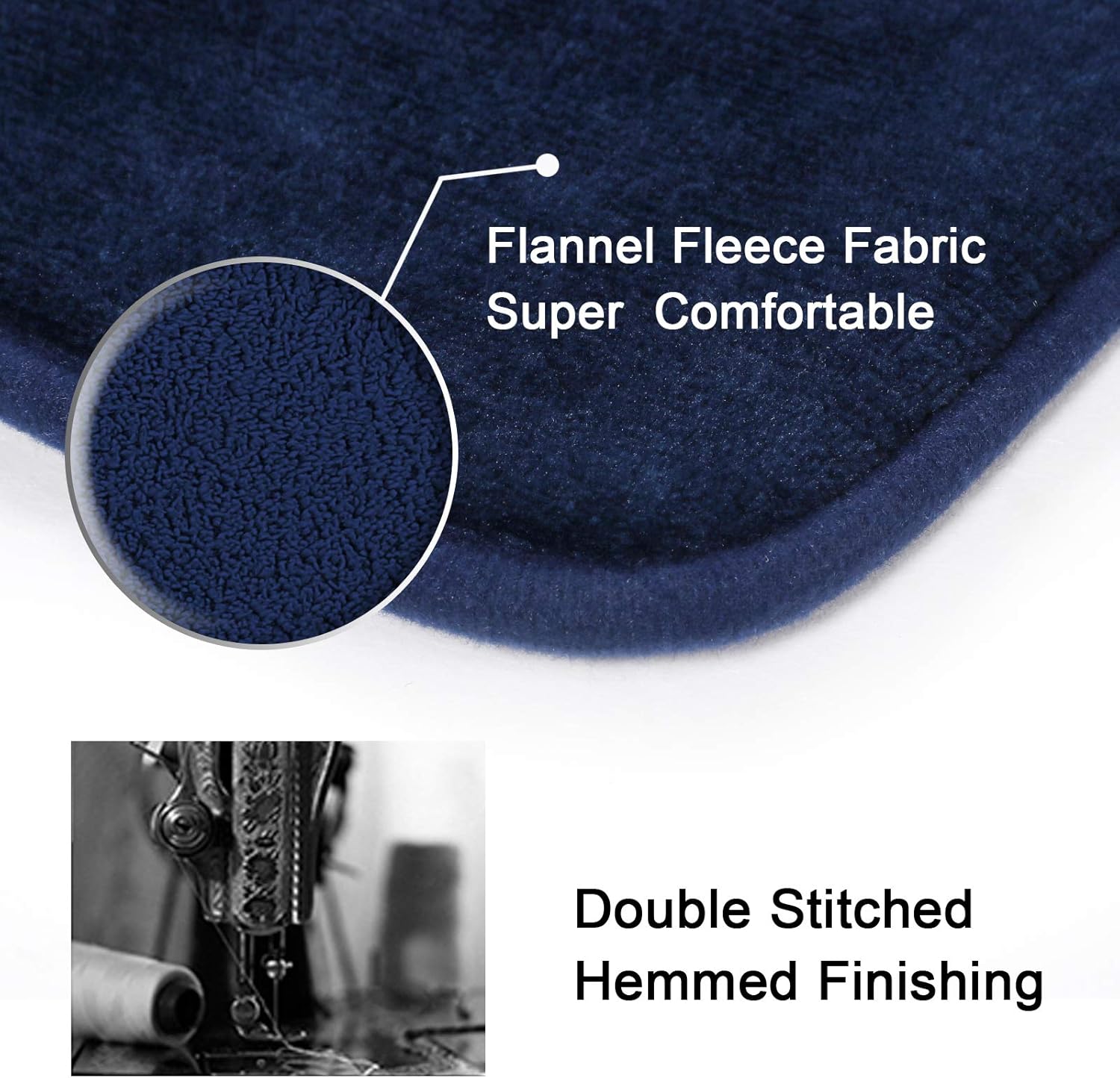 H.VERSAILTEX Bath Mat Memory Foam Set Bathroom Rug Set Flannel Velvety Bath Mat Luxury Extra Soft and Absorbent Non Slip Rugs for Bathroom/Bedroom Washable(2 Pack- 20"x 32"/ 17"x 24", Navy) - Image 4