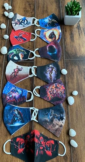 Blue Ribbon Kids Soft cotton 3 LAYER Superheroes reusable safety Face Mask ( 3 to 7 years)