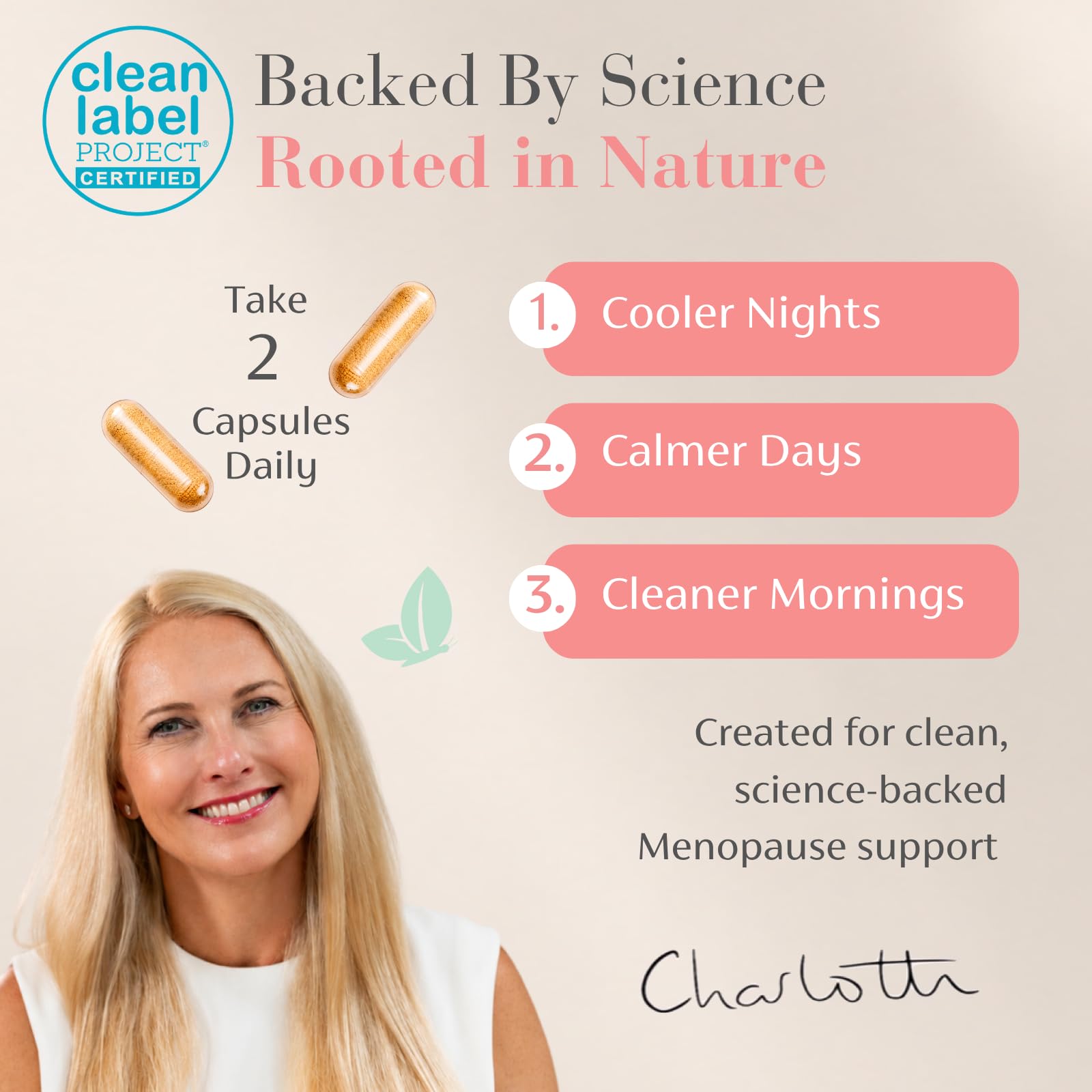 Chaly Menopause Supplement for Women - Non-Hormonal Support for Hot Flashes, Night Sweats, Perimenopause, Mood & Sleep - with KSM-66 Ashwagandha & Affron Saffron - Vegan, 60 Capsules — Amazon image 5
