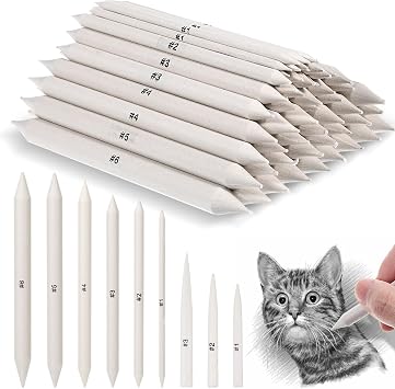 108 PCS Blending Stumps and Tortillions Blending Sticks, Oil Pastel Blending Pencil Soft Paper Felts Sketch Shading Pencils Colored Pencil Blender for Artists and Students Drawing Supplies 9 Sizes
