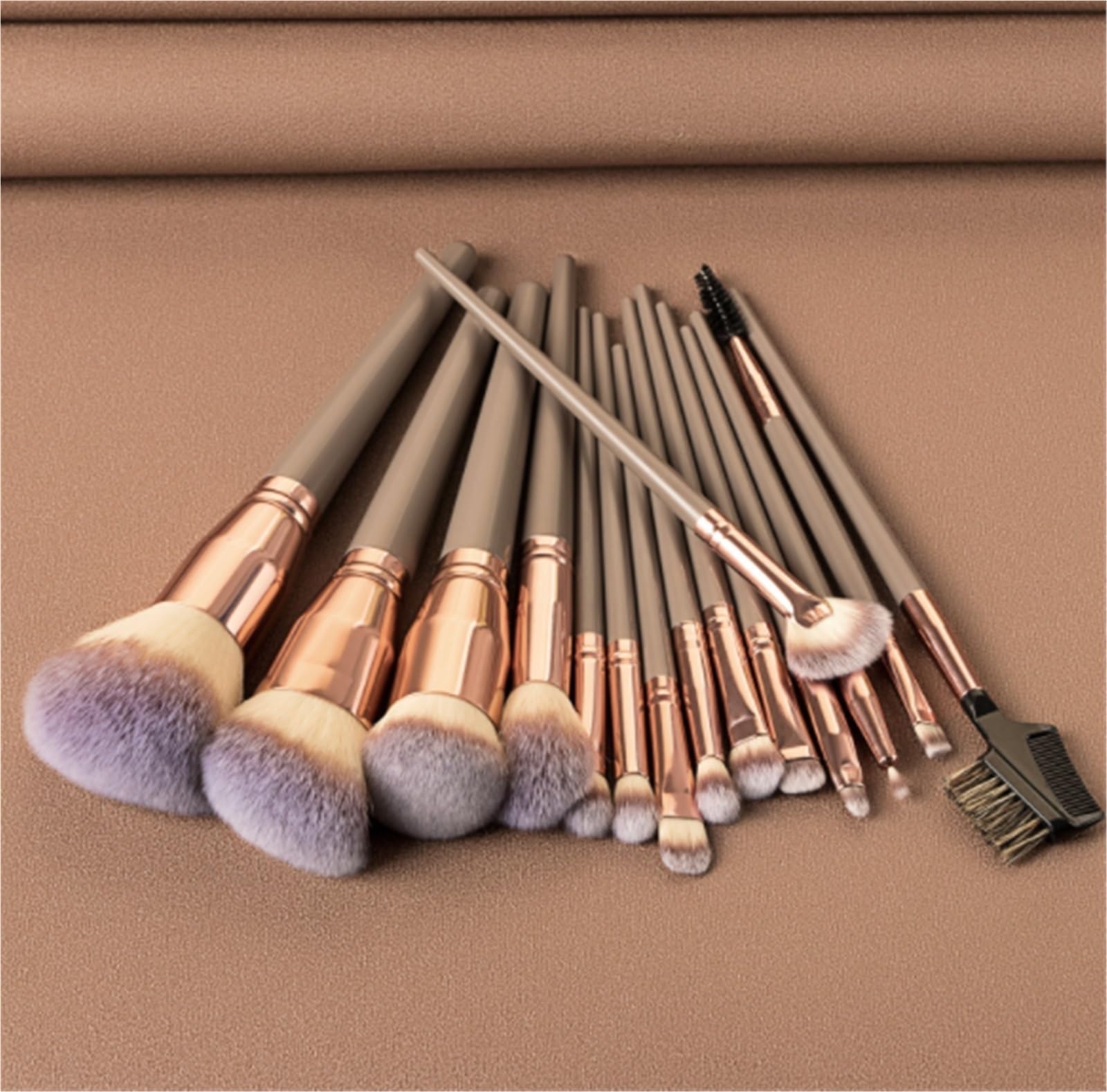 Pinsel Werkzeuge Make-up-Pinsel-Set, 15-teilig, Make-up-Pinsel, Rouge, Lidschatten, Mischpinsel-Set Gesichtsbemalung(Khaki)