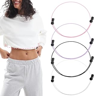 Ajcotahm 4PCS Crop tuck Band Adjustable Shirt Tuck Band Women Stretchy Invisible Crop Top Bands Waist Belt for Tucking Shirts & Sweaters (Black Purple White Pink)
