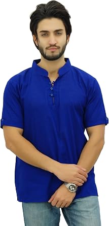 Atasi Casual Half Sleeves Mens Cotton Mandarin Collar Shirt Tunic
