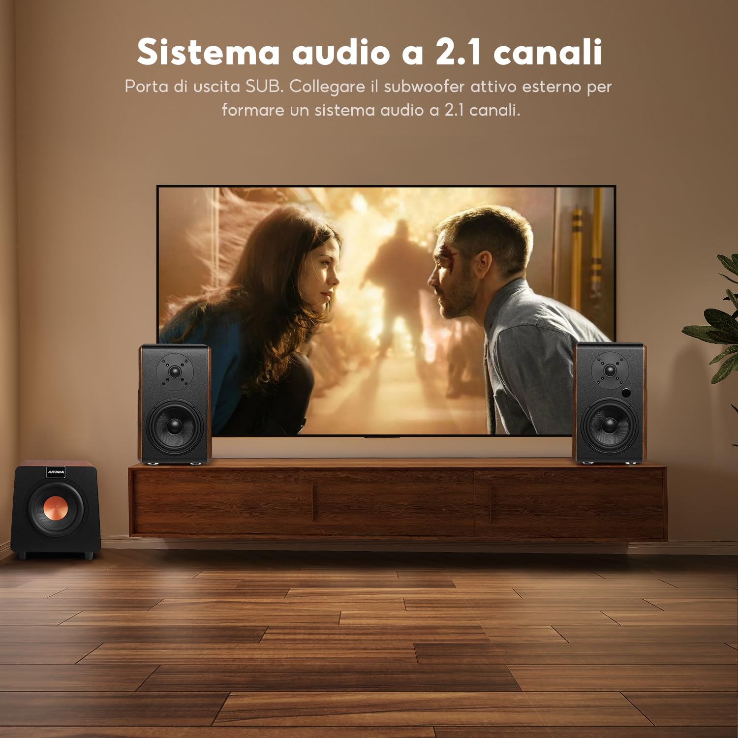 AIYIMA S700 2.0 - Altoparlante da scaffale attivo, 100 W Studio Monitor con woofer da 5,25", Bluetooth 5.0, HDMI ARC, ottico, RCA, ingressi USB, uscita subwoofer, HiFi Bookshelf altoparlante per PC e