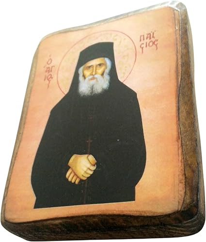 Miniatura 2 de Icono de madera griego cristiano ortodoxo madera de San Paisios  A0
