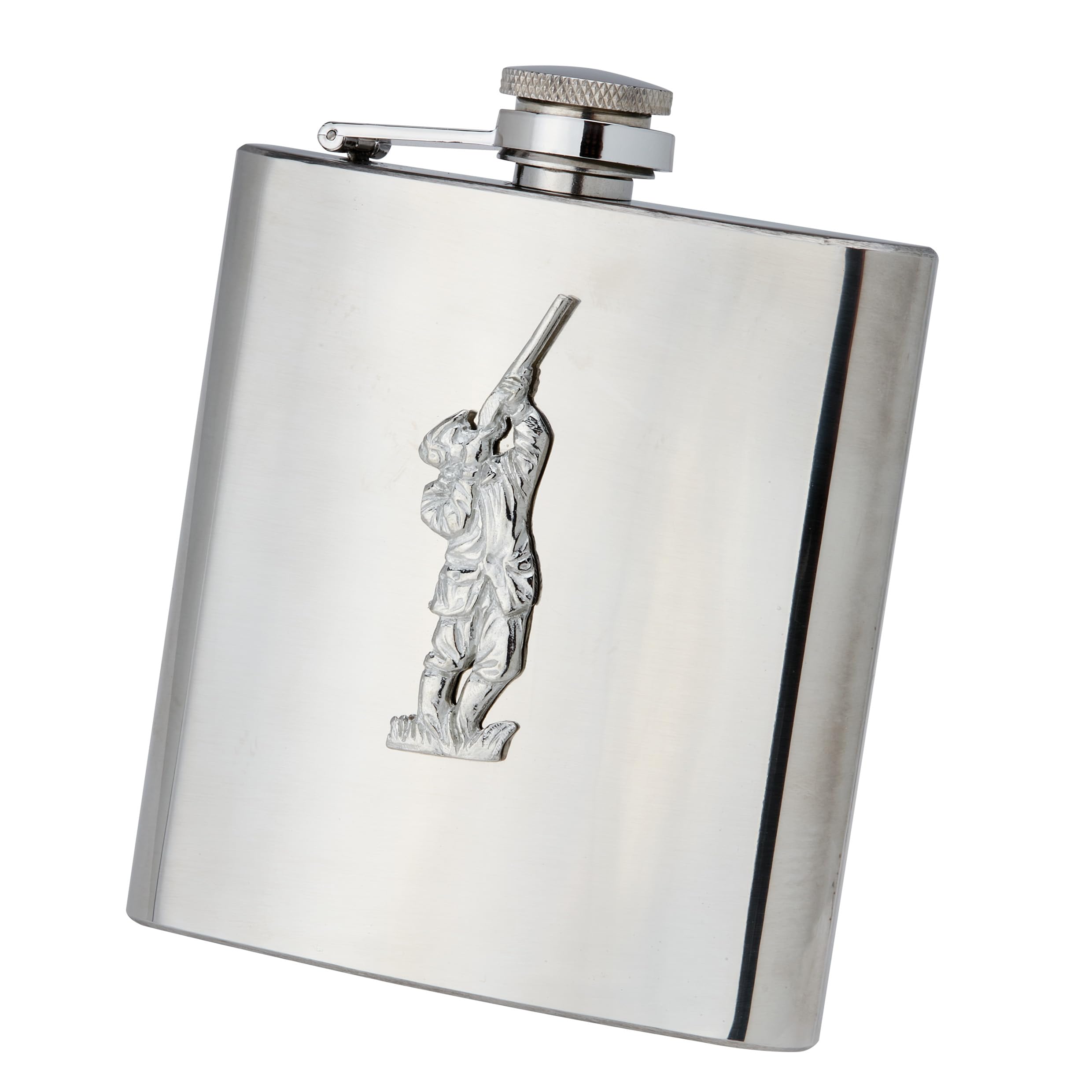 Flasque rectangulaire en acier inoxydable de 177 ml avec entonnoir et motif fusil de chasse