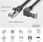 90 Degree CAT6a Ethernet Patch Cable Shielded FTP RJ45 LAN Gigabit Network Cord Right Angled Cat 6 Ethernet Cable for PC, Router, Modem, Printer, Xbox, PS4, PS3-Black 6Feet Upward