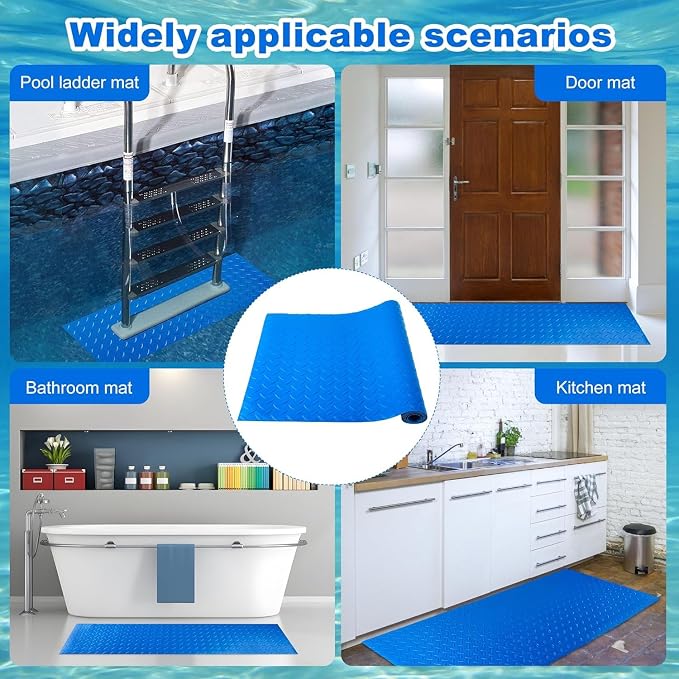 Alfombrilla para escalera de piscina 16x36 pulgadas azul miniatura 7