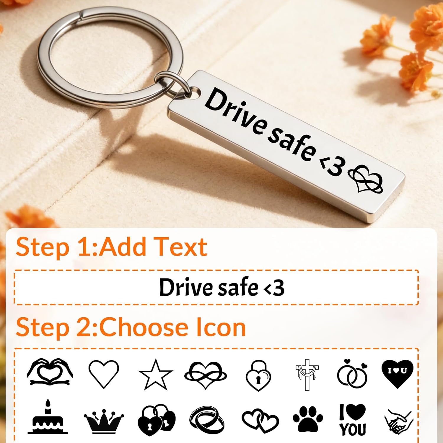 HJX Custom Keychain Personalized Double Side Key Chains with Name Text Customizable Keychain Gifts for Men Women Couples - Image 2