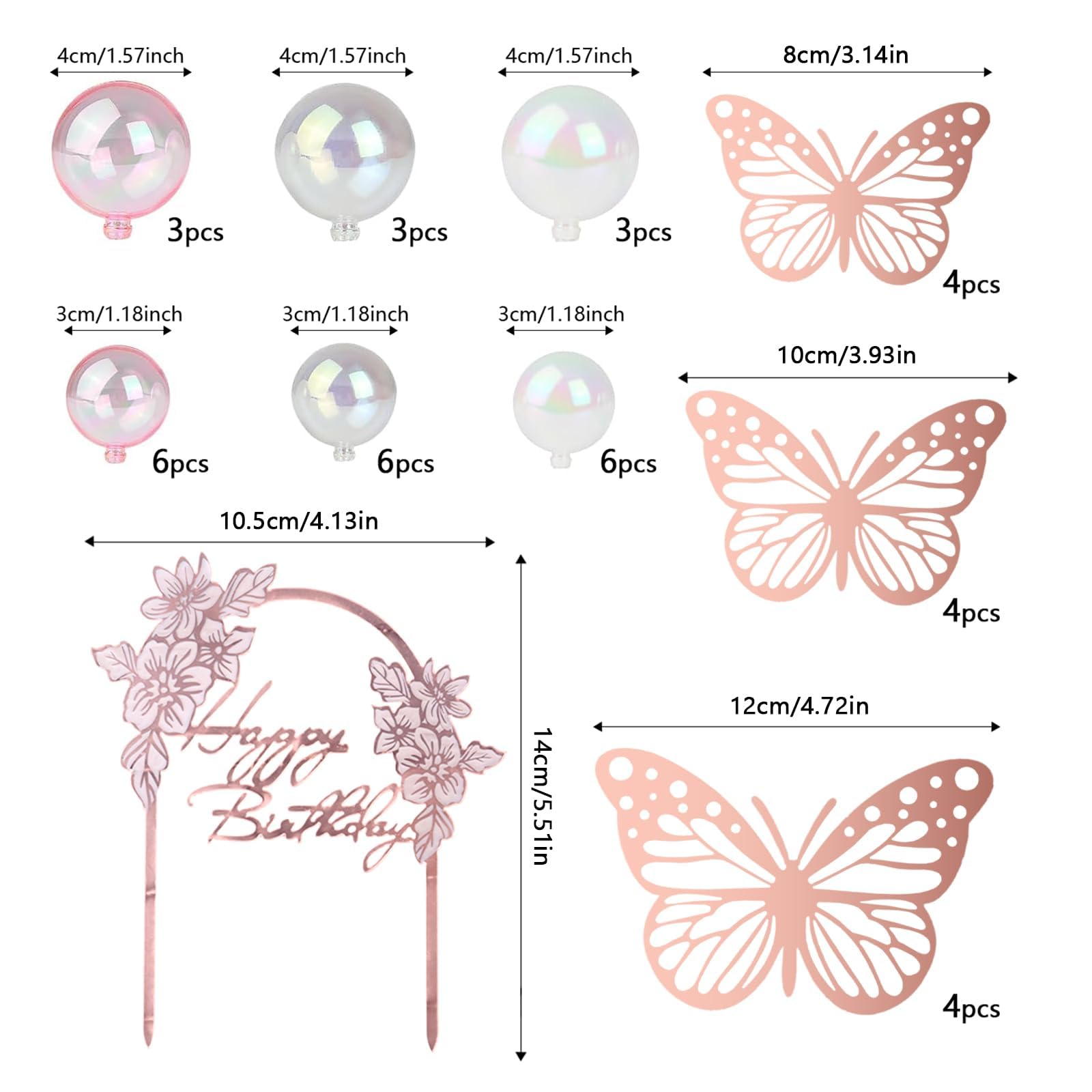 Topper Gâteau D'anniversaire Papillon Rose Pour Fille, Décoration Pour Dessert, Fête De Mariage, Cadeau De Fête PréChristophe, DIY, 1 Ensemble