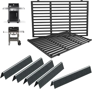 Spirit E-310 Grill Parts 7638 Grill Grates 7636 Flavorizer Bars for Weber Spirit 300 Series Grills S-330 E-320 E-330 S-310 SP-310 Grill GS4 Spirit 2 E310 S-310 Replacement Parts Front Mount Controls