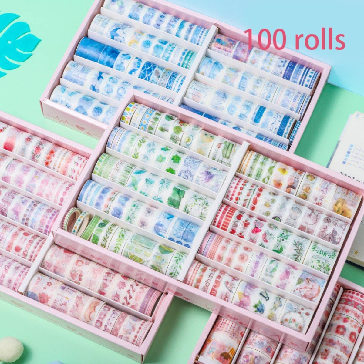 100 Pz/lotto Nastri Washi Decorativi Bel Fiore Nastro Adesivo di Carta Nastro Adesivo FAI DA TE Adesivo Scrapbooking Diario Regali di Cancelleria-B