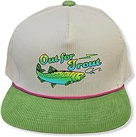 Vista 28 de ThatsRad Out for Trout Corduroy Snapback Sombrero Gorra Pesca con Mosca Pescador