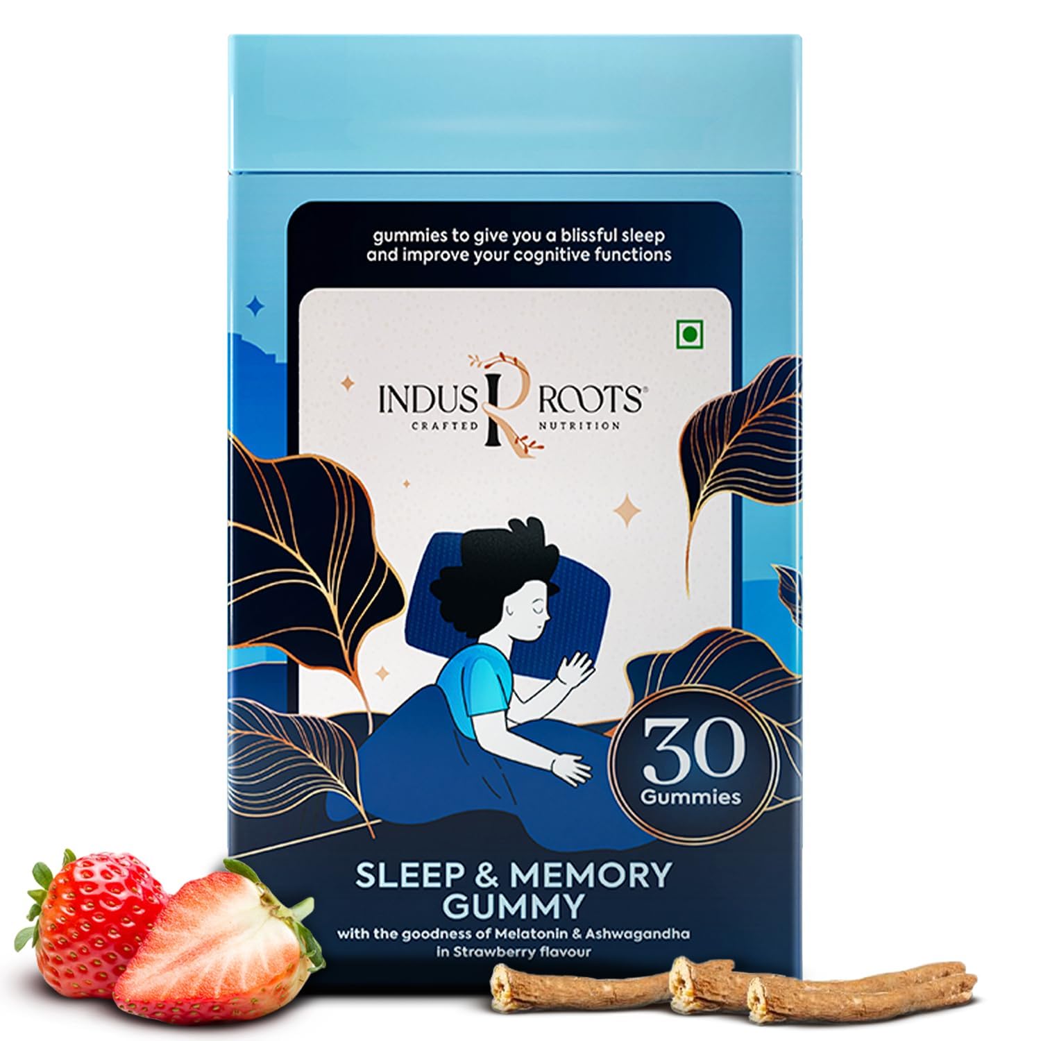 Indus Roots Sleep Gummies for Deep Sleep, With Melatonin 5mg and Ashwagandha, Helps in reducing stress, Improves Muscle Recovery for Men and Women, Vegan, Strawberry Flavor - 30 Gummies (Pack of 1) (B0CB434V1G) Amazon Price History, Amazon Price Tracker