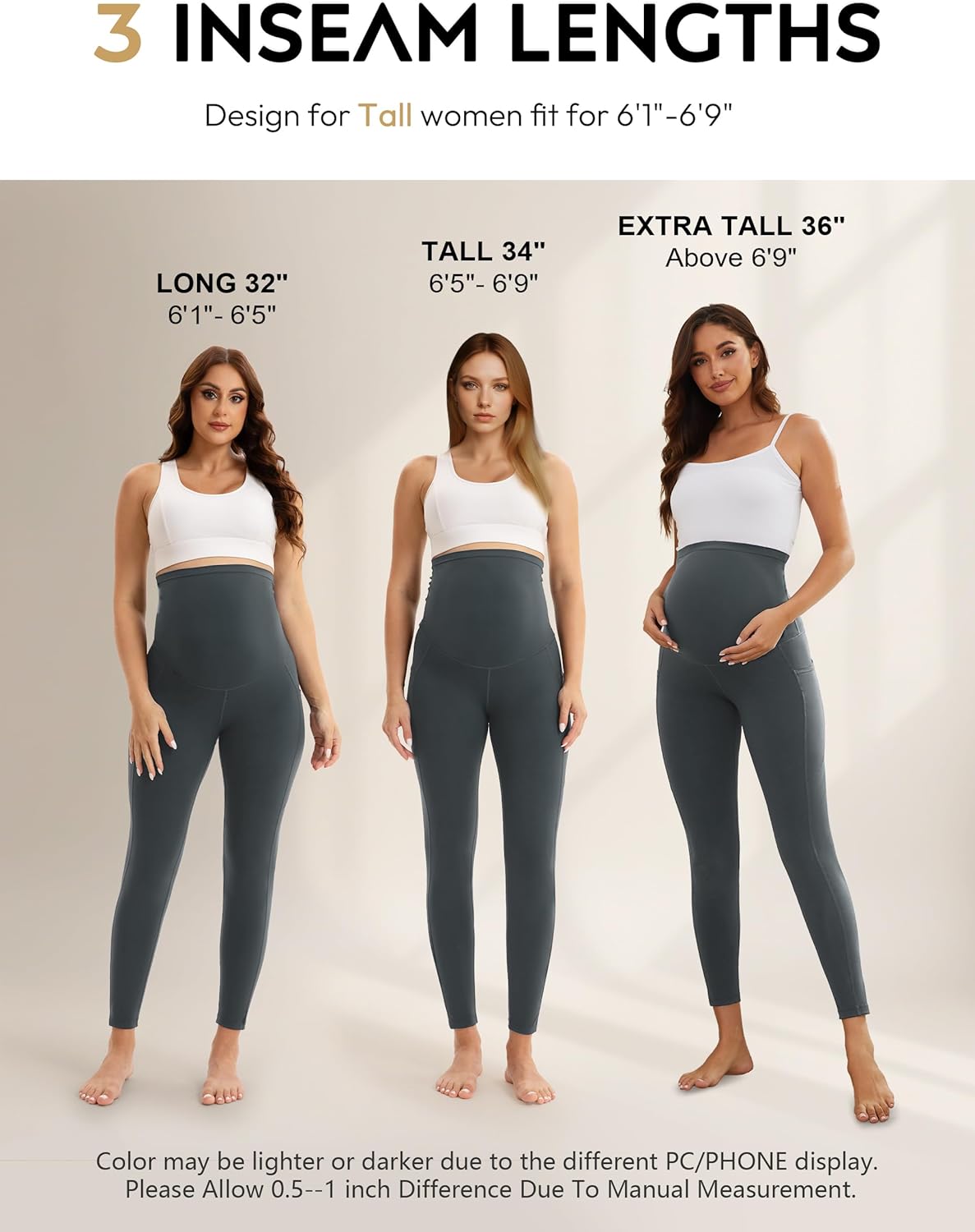 SEVEGO Tall Women's 32/34/36 Inseam Maternity Leggings Over The Belly Pregnancy Yoga Pants Workout Active Wear - Image 5