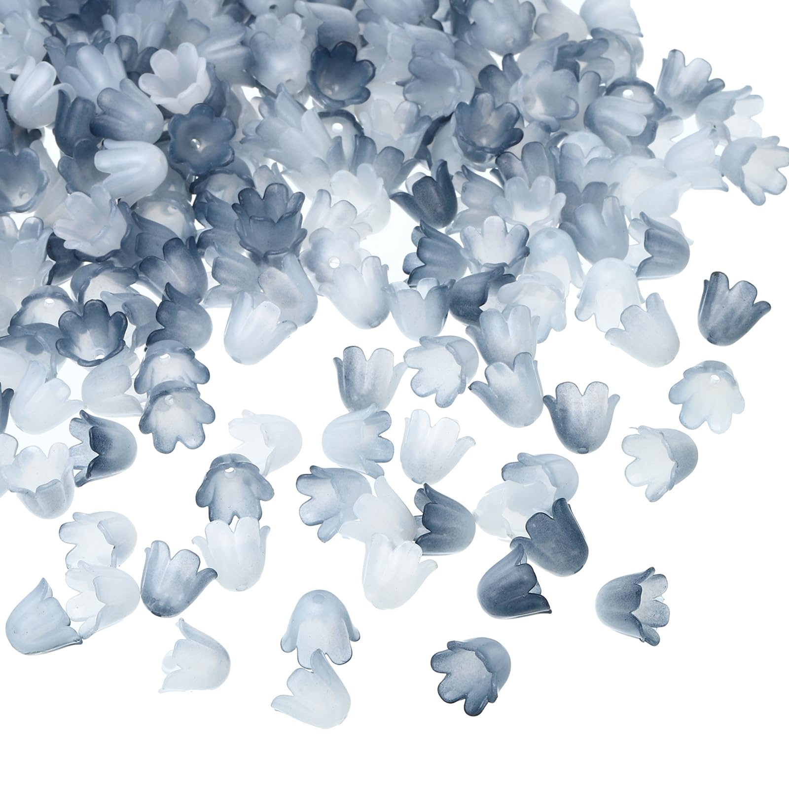 PATIKIL 500Pcs 10x8x1.5mm Frosted Flower Beads, Acrylic Flower Bead Caps for Bracelets, Earrings, Necklaces, Jewelry Making and DIY Crafts, Black โ image 1