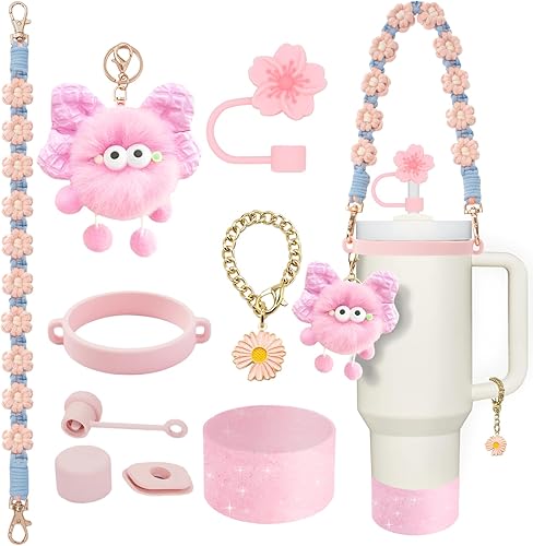 Miniatura 15 de Juego de accesorios para Stanley Cup, incluye 2 fundas de popote de 0.4 pulgadas, 1 tapón de silicona a prueba de derrames (juego de 3), 1 bonito