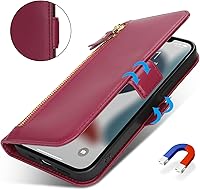 Vista 200 de Havaya Funda para iPhone 13 Pro Max y iPhone 12 Pro Max, cartera compatible con magsaf 2 en 1, desmontable magnética con tarjetero y ranura trasera