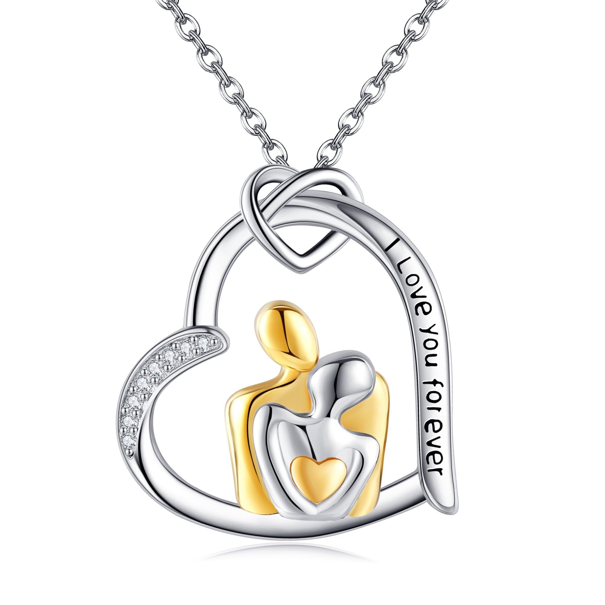 DAYLINLOVE Naszyjnik ze srebra wysokiej próby 925, przytulanie, wisiorek, naszyjniki, serce, pary, naszyjnik, rocznica, biżuteria, prezent dla kobiet i par, Sterling Silber, Srebro szterlingowe, Bez