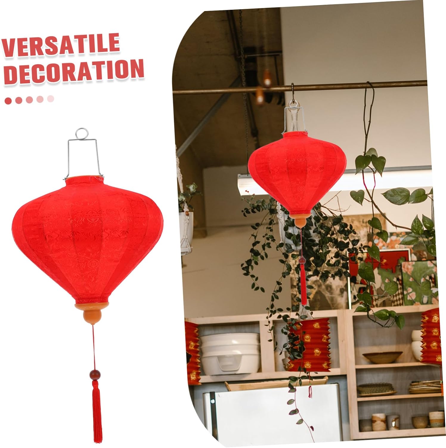 Gadpiparty Vietnamese Hanging Lantern Decor Shaped Tassel Lantern for Weddings and Festivals Vibrant Design for Use