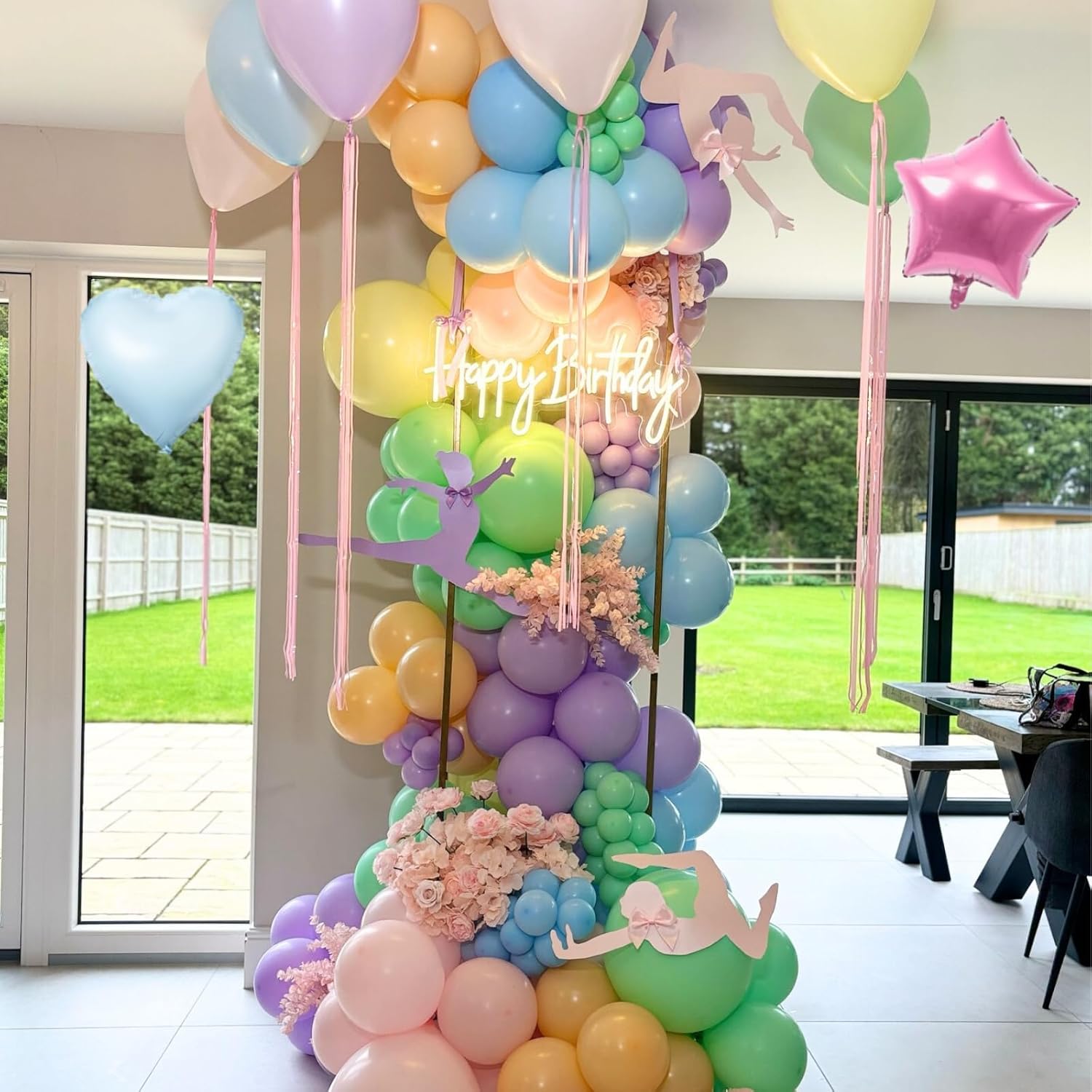 3rd Birthday Decoration for Girls,Easter Pastel Rainbow Macaron 3rd Birthday Balloon Number 3 Balloon Butterfly Stickers Star Heart Foil Balloons Banner Party Decoration for 3 Year Old - Image 9