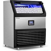 Commercial Ice Maker Machine 450LBS/24H with 77LBS Large Ice Storage Bin, 144Pcs Clear Ice Cubes in 11Mins, Stainless Steel Under Counter Industrial Ice Machine for Bar, Restaurant Business