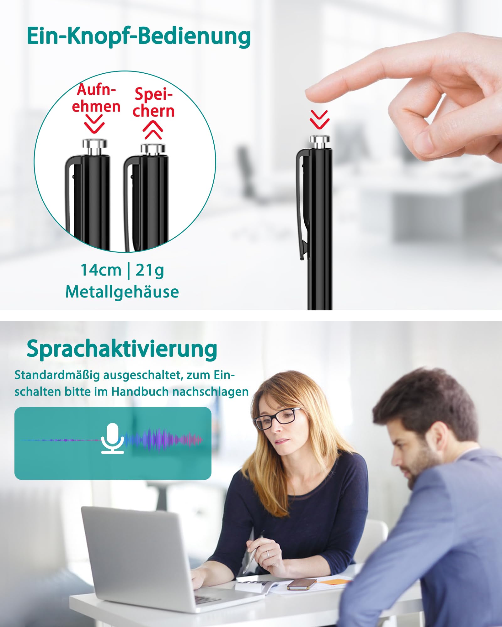 64GB Diktiergerät, XIXITPY Sprachaktivierter Aufnahmegerät mit 908 Stunden Aufnahmekapazität und One-Touch-Aufnahme, Voice Recorder für Vorlesungen Meetings Klassen Interviews
