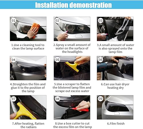 Miniatura 4 de Película autoadhesiva de 11.88 x 48 pulgadas, luz de freno, luz trasera, luz antiniebla, película protectora de vinilo para automóvil, cubierta de
