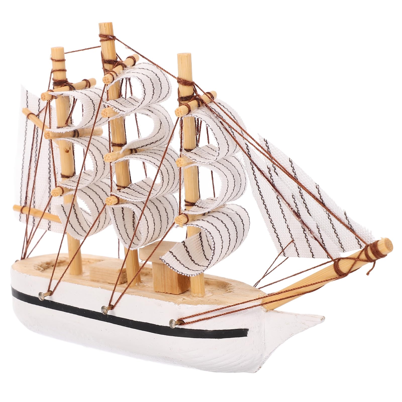 LUOZZY Wooden Sailboat Model Miniature Sailing Boat Ship Model Wooden Boat Sailboat Craft Nautical Bathroom Ornament Home Office Supply