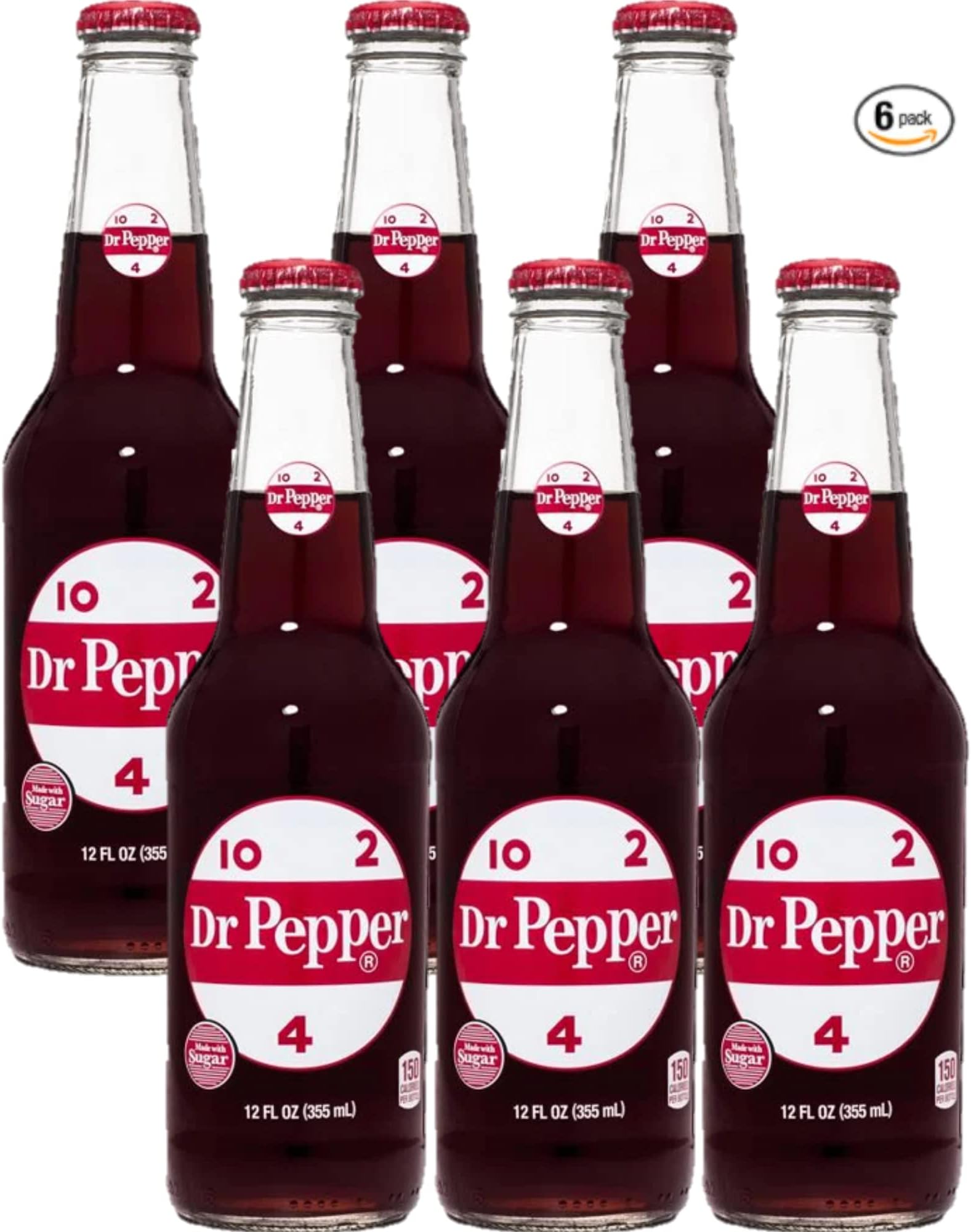 Amazon.com : Dr Pepper Real Sugar Soda 12 Oz Glass Bottle (Pack of 6 ...