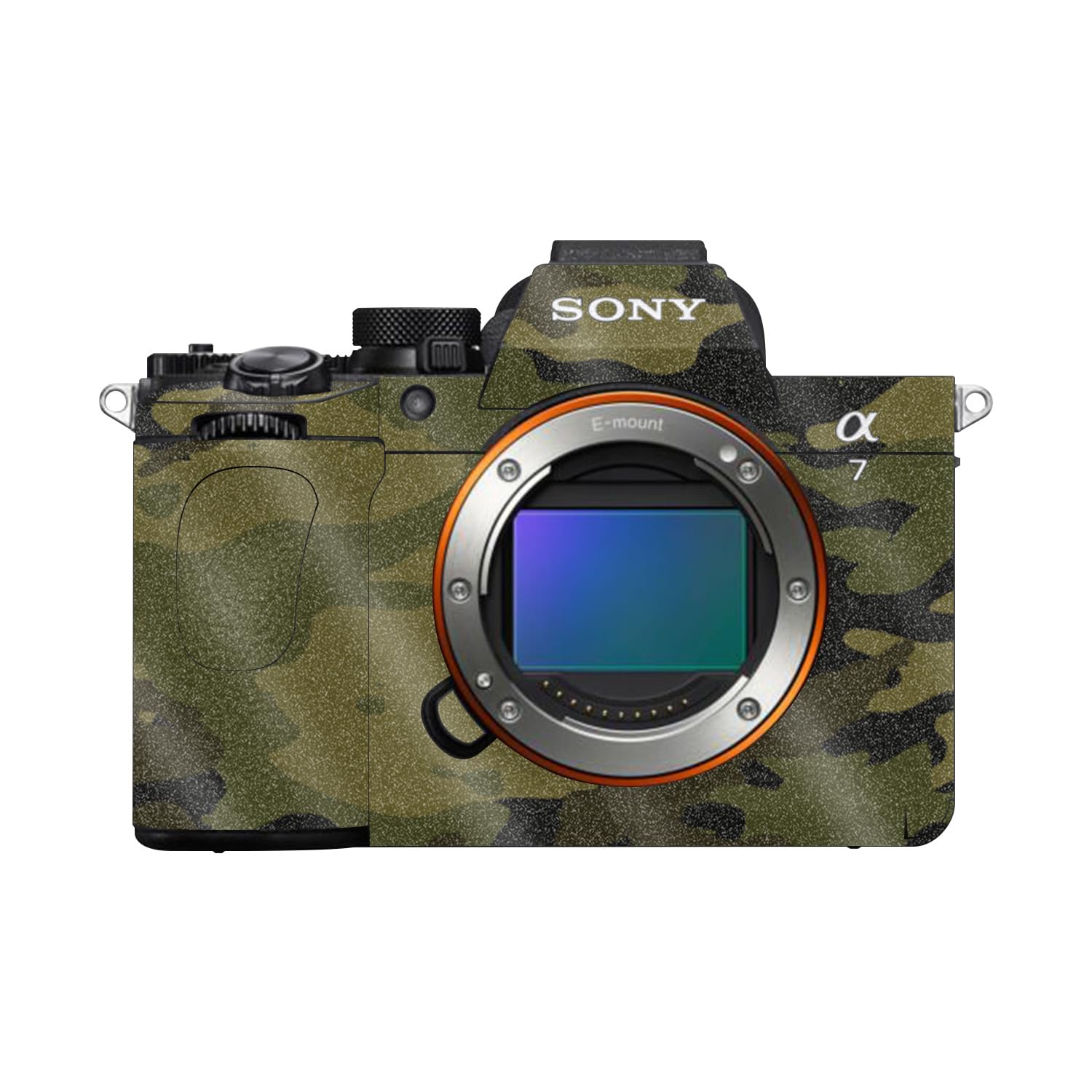 Glossy Glitter Camera Skin Compatible with Sony Alpha A7 Mark V (2025) - Green Camouflage - Premium 3M Vinyl Protective Wrap Decal Cover - Easy to Apply | Crafted in the USA by MightySkins