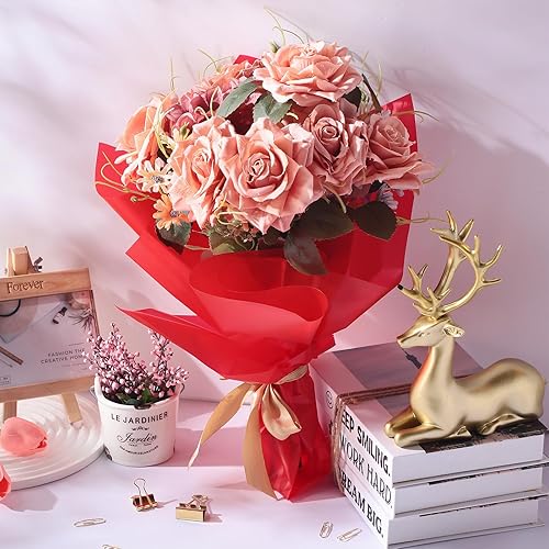 Miniatura 3 de Ctosree 320 hojas de papel de regalo de flores a granel, hojas de papel de embalaje floral a granel, suministros de ramo de floristería, embalaje de