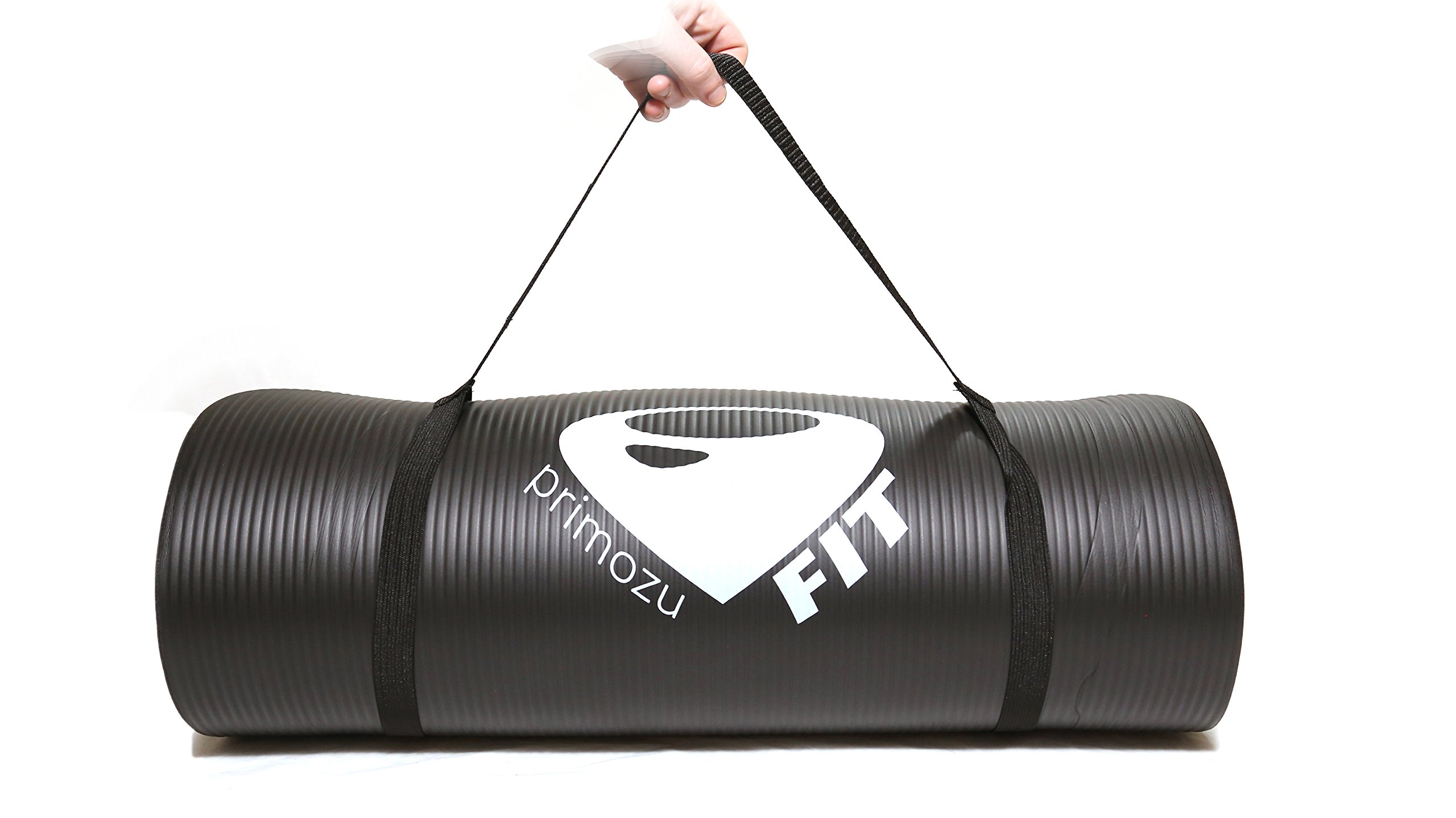 Primozu FIT Ultra-Thick Yoga Matte – 1,6 Cm Dick, 183 X 61 Cm, Schwarz, Mit Tragegurt