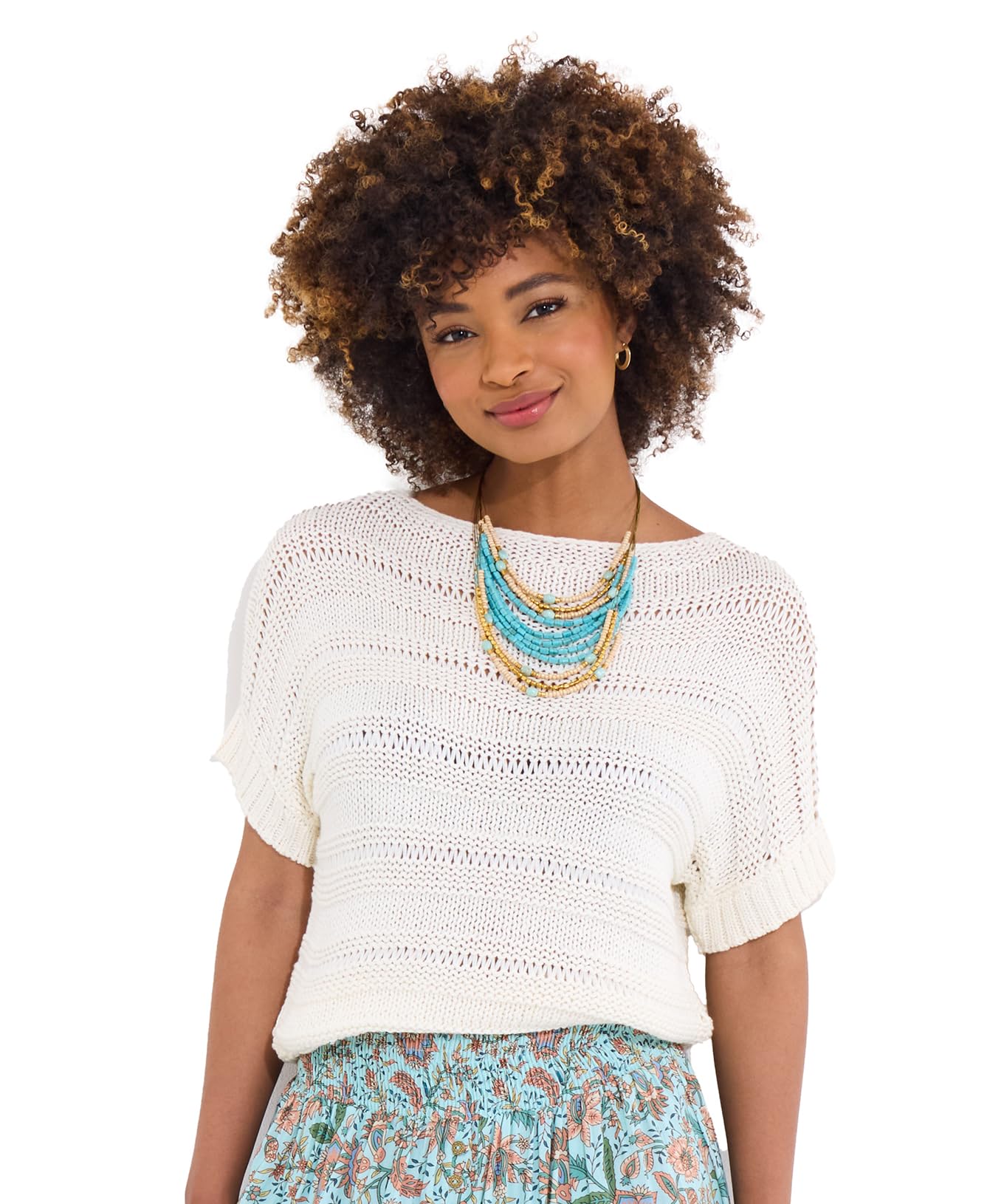 Joe Browns Women's Striped Knit Boat Neck Jumper Sweater, Cream, 16