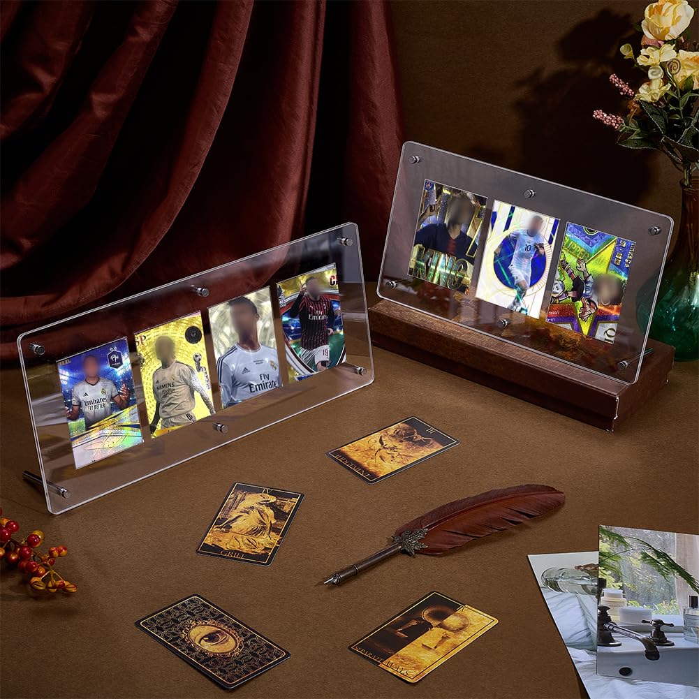 PH PandaHall 4-Slot Acrylic Trading Card Display Case Clear Baseball Cards Display Frame Collectibles Sports Card Stands Cards Displaying Wall with Screw for Pictures Photo Storage Displaying - Image 4
