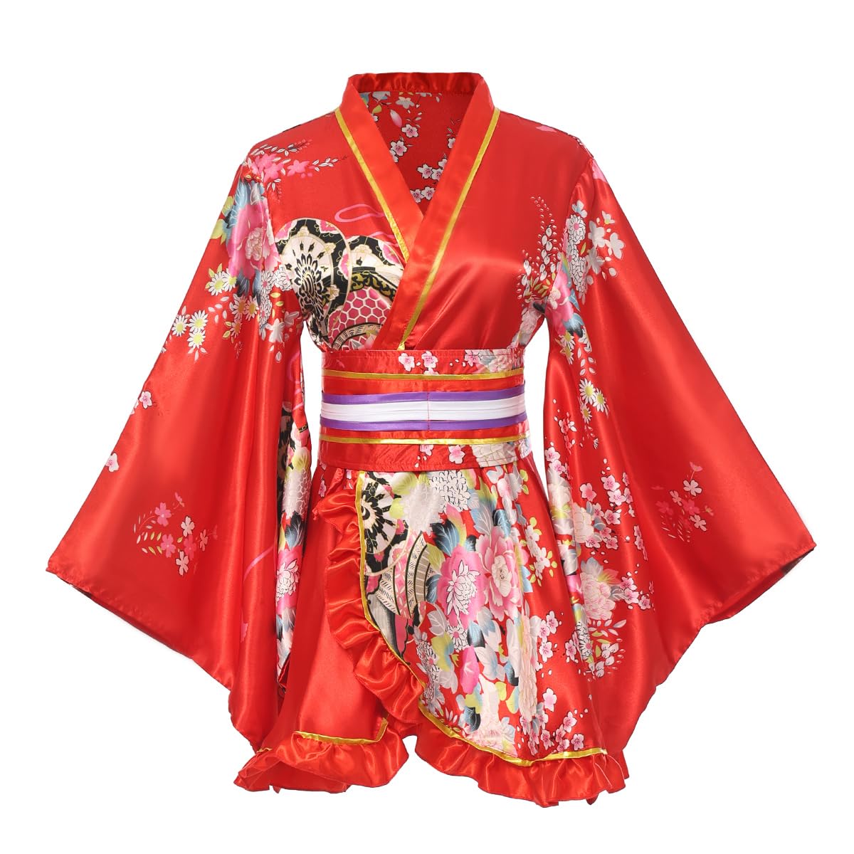 BPURB Kimono Costume Giapponese Tradizionale Geisha Yukata Cosplay Donne Sexy Fiori di Ciliegio Patten Accappatoio Da Notte Con Cintura Obi