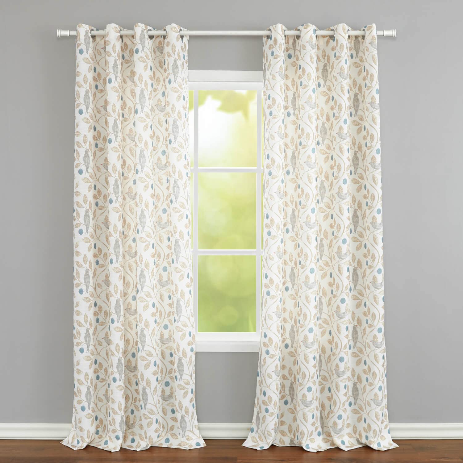 Rideau Fenêtre Floral Bleu 132x48 Cm - 1 Panneau, Tissu Polyester Style Champêtre, Passe-tringle - 5