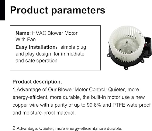 Miniatura 6 de Conjunto de motor de ventilador HVAC 700190 2038202514 Motor del soplador del calentador para Mercedes-Benz CLK320 2004-20052005-2009 Mercedes-Benz