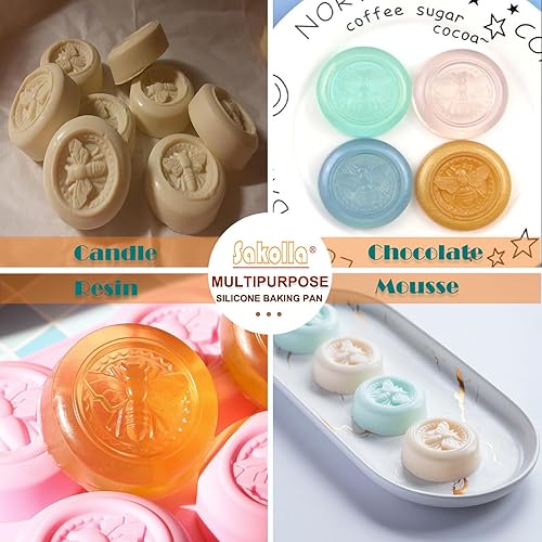 Vista 89 de Sakolla Paquete de 2 moldes cilíndricos de silicona para jabón, 15 moldes redondos de silicona para jabón hecho a mano, barras de loción, bombas