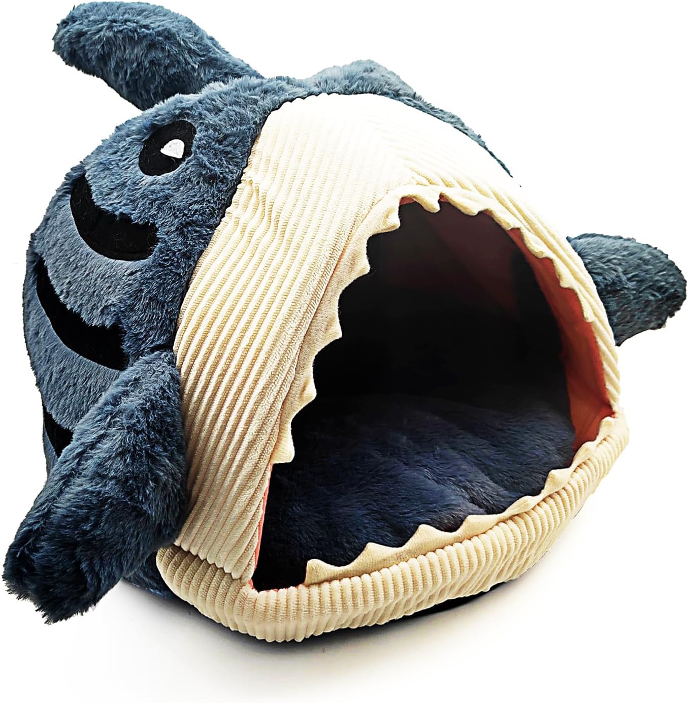 Tipmant Indoor Pet House Bed Cottage Mat for Cat Small Dog Puppy Teddy Cute Shark Shape Warm Soft (Medium, Pet Weight < 13.2 lb)