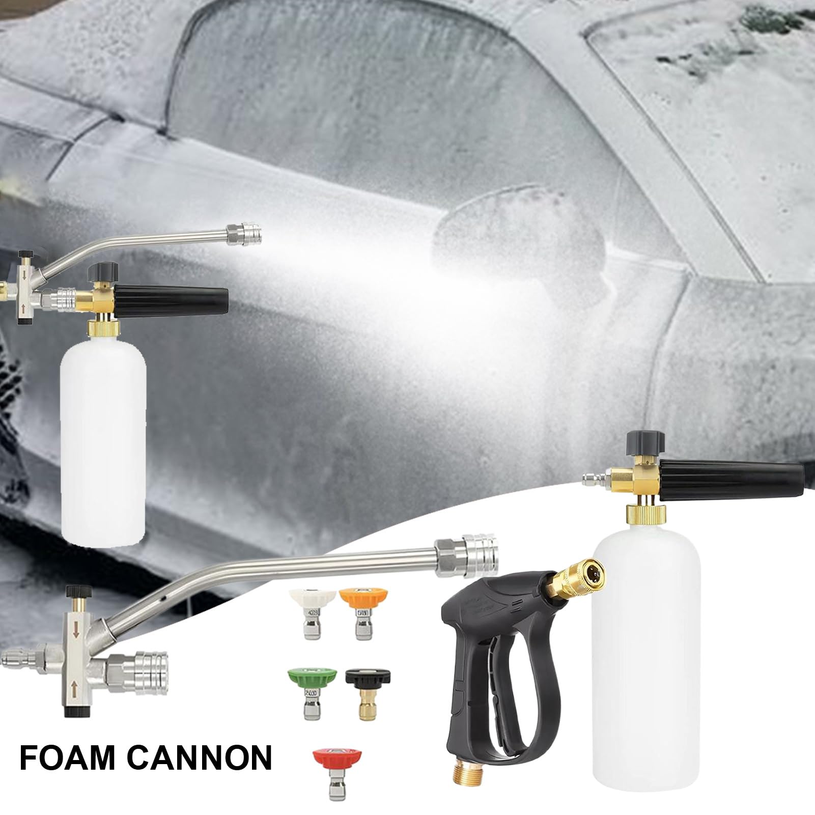 Lanza Espumadora Para Hidrolimpiadora Conector Para Canón De Espuma | Accesorio Conector Doble Cabeza Para Limpieza Detallada De Jardín Y Hogar